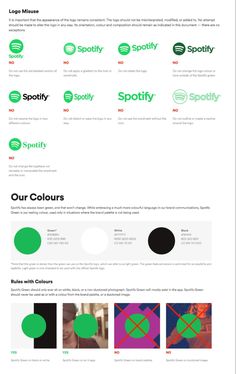 the website design for spotify is shown in green and black, with different colors