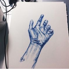 a drawing of a hand holding something in the air