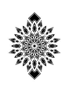 a black and white snowflake on a white background