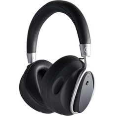 a pair of black headphones on a white background