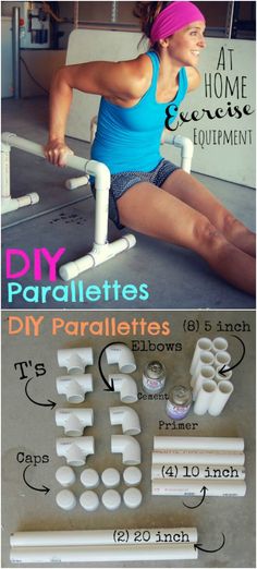 the instructions for how to make a diy parallates with plastic tubes and pipe holders