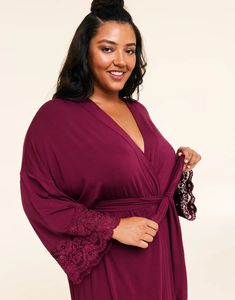 This robe is soft and perfect for a romantic night in. The robe features cropped kimono sleeves with lace trim and a belt tie closure. (Available in plus-sizes 1X-4X.) Cropped Kimono, Sleeves With Lace, Belt Tie, Romantic Night, Kimono Sleeves, Adore Me, Kimono Sleeve, Belt Tying, A Romantic