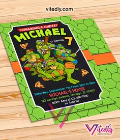 Ninja Turtles Invitation, Teenage Mutant Ninja Turtles Invitation, TMNT Invitation Your personalized digital invitation will be sent to your email in your preferred file format within 12HRS or less! Our invitations can be printed or sent to your guests digitally via email, text message, WhatsApp or Facebook! 😍 🚫 NO physical products will be shipped. You are purchasing a digital file only. 🚫 This is not an editable file. We will customize the invitation with your details. The invitation file c Ninja Turtle Invitations, Ninja Turtles Birthday, Cowabunga Dude, Tmnt Party, Ninja Turtle Party, Ninja Turtle Birthday, Turtle Birthday, Turtle Party, Creative Invitations