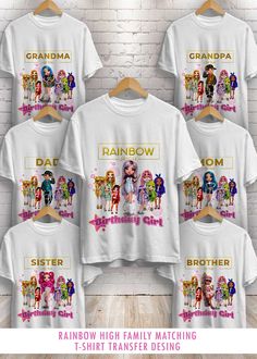 the rainbow family matching tshirt is on display