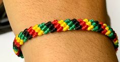 Handmade reggae colours bracelet Reggae vibes shop ❤️💛💚 Waterproof, unisex, adjustable  Hand woven bracelet in the iconic colours of red, yellow,green and black associated with Bob Marley, hippie style,Jamaica , reggae music, Africa,Rastafarianism and other earthly delights 😁 *Made with waxed cotton thread-1.2mm Easily adjustable to fit any size,wear alone or stacked With a sliding knot closure this bracelet is easy to take on and off and will fit most adult wrist sizes LENGTH : all bracelets Colours Bracelet, Rasta Girl, Rasta Man, Jamaica Reggae, Sliding Knot Closure, Diy Bracelets Easy, Bracelet Friendship, Reggae Music, Woven Bracelets