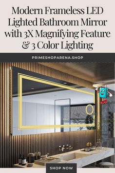 Modern Frameless LED Lighted Bathroom Mirror with 3X Magnifying Feature & 3 Color Lighting


- Image by Prime Goods Arena Color Lighting