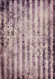 an old fashioned striped background with swirls and stripes in purple, white and black