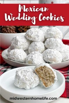 mexican wedding cookies on a white plate