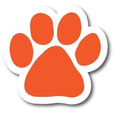 an orange paw sticker on a white background