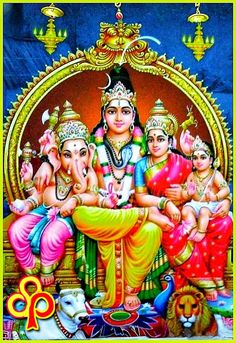 an image of lord ganesha and his family