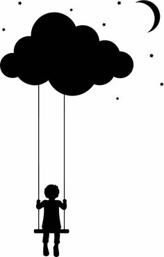 Swing on Cloud Wall Vinyl Decal Stickers Starry Sky Moon Home - Etsy Brasil Mothers Day Drawings, Cloud Wall, Silhouette Painting, Wall Painting Decor, Sky Moon, Wall Vinyl, Kids Nursery, Shop Wall, Art Drawings For Kids