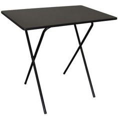 a small black table with two legs and a square top on an isolated white background