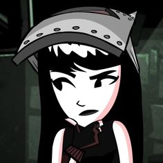 a cartoon girl with a hat on her head