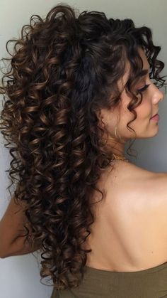 Women Curly Hairstyles, Curly Hairstyle Ideas, Long Layered Curly Hair, Quick Styles, Curly Prom Hair, Dark Curly Hair, Curly Styles, Dyed Curly Hair, Highlights Curly Hair