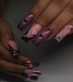 Vday Nails, Square Nail Designs, Short Acrylic Nails Designs, Square Acrylic Nails, Luxury Nails, Fire Nails, Pretty Acrylic Nails