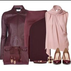 Burgundy & Pink Derek Lam 10 Crosby, Dress Blouse, Sweater Coat, Derek Lam, Business Fashion