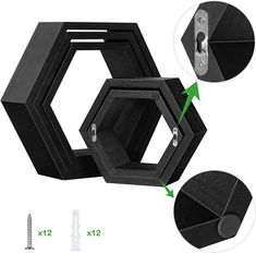 three pieces of black wood are shown with green arrows pointing to the top and bottom