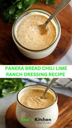 two pictures showing how to make homemade ranch dressing