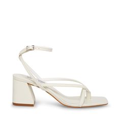 Women's High Heel Shoes | Designer Heels For Women | Steve Madden White Classy Heels, Grad Shoes, Steve Madden Store, Wrap Sandals, Ankle Wrap, Leather High Heels, Womens Shoes High Heels, Low Block Heels