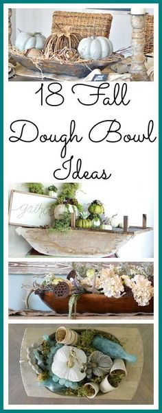 Need some dough bowl decorating inspiration? These 20 dough bowls have been beautifully styled for fall. All different and beautiful in their own way. How To Decorate A Bread Bowl, Decorating With Bread Bowls, Wooden Bowl Decor Ideas Rustic, Fall Bread Bowl Decorations, Fall Table Top Decor, Dough Bowl Fall Decor, Bread Bowl Decor