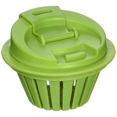 an image of a green cup holder on a white background with clipping for the lid