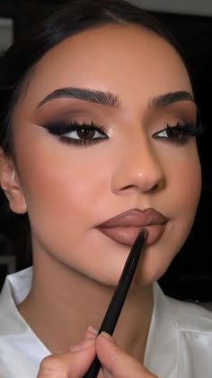 Make Up Ideas For Bride, Makeup Ideas For Fall Wedding, Professional Makeup Looks Natural, Pageant Makeup Brown Eyes, Maid Of Honor Make Up Look, Bridal Shower Makeup Looks, Bold Bridal Makeup For Brown Eyes, Dark Wedding Make Up, Brown Smokey Eye Wedding Makeup