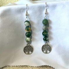 Tree Earrings With Tea Agate Beads Handmade Tree Agate, Tree Earrings, Earring Tree, Beads Handmade, Earrings Color, Agate Beads, Agate, Jewelry Earrings, Jewelry Making