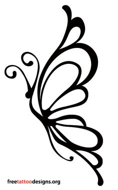 a black and white drawing of a butterfly with swirls on it's wings