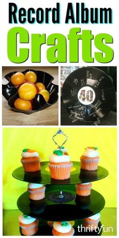 the cover of record album crafts, featuring oranges and cupcakes on plates