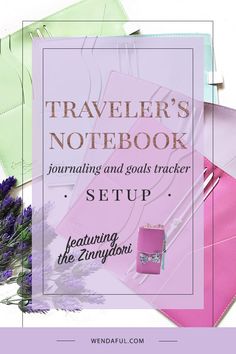 the traveler's notebook set up with purple flowers