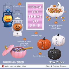 halloween treats and trick or treat yo selfs are shown in this image, with the words trick or treat yo selfs above them