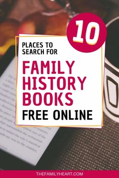 a sign that says 10 places to search for family history books free online