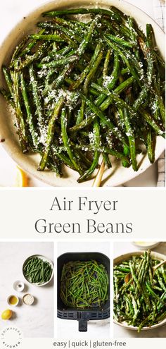 air fryer green beans in a skillet