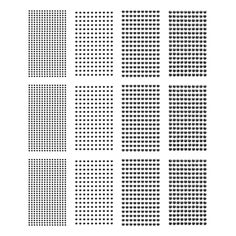 six different black and white squares on a white background