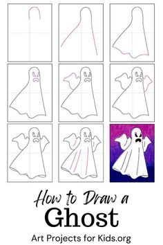 step by step instructions on how to draw a ghost