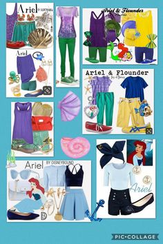 an image of ariel and flounder from the little mermaid movie costume guide by piccolllage