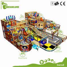 the children's indoor play area with slides and slides