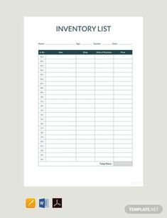 inventory list template for word and excel