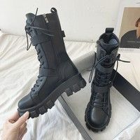 Lace up Mid Calf Black Platform Boots · KoKo Fashion · Online Store Powered by Storenvy Megalyn Echikunwoke, Shoe Reference, Aesthetic Boots, Shoes Reference, Ladies Ankle Boots, Pretty Boots, Womens Biker Boots, Epic Mickey, Dr Shoes