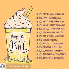 an ice cream sundae with the words hey, it's okay to drink