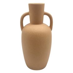 a brown vase is shown on a white background with clippings to the bottom