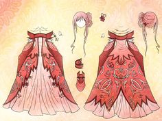 the dress is designed to look like it has been made with red and pink fabric