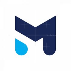 the letter m is made up of two blue drops