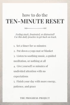 10 Minute Mindfulness, Peaceful Things To Do, Self Care After Work, How To Reset Your Mental Health, How To Distract Yourself Thoughts, Mental Reset Day, Things To Distract Your Mind, How To Reset Your Mind, How To Be Spiritual