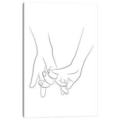 two hands holding each other's fingers on top of a white background with the outline of