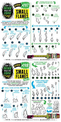 a poster with instructions on how to draw small flames