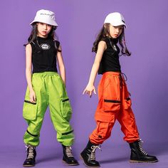 Hiphop Dance Outfit, Street Dance Outfits, Jazz Dance Dress, Hip Hop Clothes, Dance Costumes Hip Hop, Children Costumes, Orange Streetwear