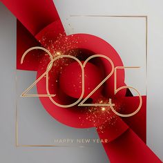 a red and gold new year's card with the number 205 on it