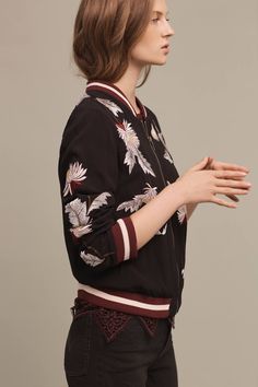 Shop the Embroidered Solstice Bomber and more Anthropologie at Anthropologie today. Read customer reviews, discover product details and more. Anthro Style, Anthropologie Inspired, Trench Jacket, Jacket Outfits, Chic Style, Winter Fashion, Anthropologie, Bomber Jacket, Summer Outfits