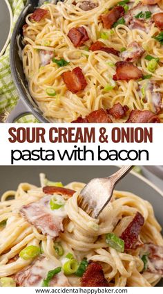 bacon, cream and onion pasta with bacon is an easy dinner recipe that's ready in less than 30 minutes